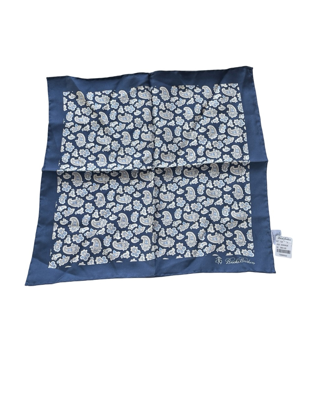 NEW Brooks Brothers Silk Pocket Square Blue Paisley Handkerchief